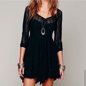 Free People Intimately Free black lace sheer dress